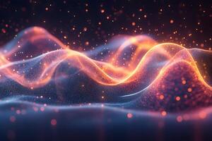 Futuristic Abstract Digital Waves with Glowing Particles for Technology Design photo