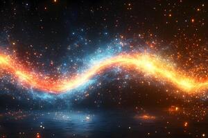 Mystical Cosmic Wave with Sparkling Blue and Orange Energy for Digital Art and Fantasy Design photo