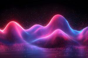 Abstract Neon Landscape with Dynamic Waveforms and Glowing Particle Effects for Digital Art photo
