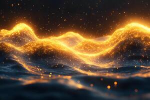 Glowing Waves and Sparkling Particles Scene for Abstract Design and Digital Art photo