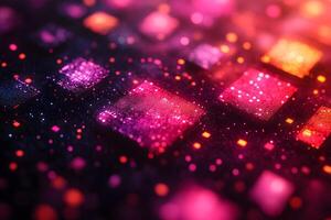 Colorful Digital Abstract Pattern with Glowing Squares for Modern Design photo