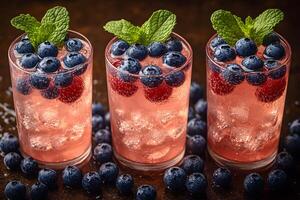 Refreshing Summer Berry Mocktail with Blueberries and Raspberries for Parties and Gatherings photo