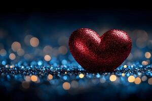 Sparkling Red Heart with Bokeh Background for Romantic Occasions and Valentine's Day photo