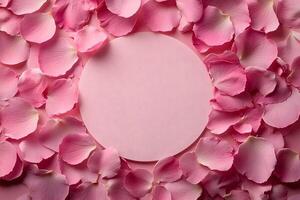Pink Petals Frame with Circular Center - Floral Background for Design and Decor photo