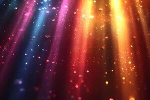 Vibrant Rainbow Light Beams with Sparkling Bokeh for Abstract Art and Design photo