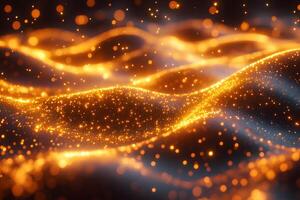 Glowing Abstract Waves with Sparkling Particles - Perfect for Digital Art and Design photo