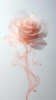 Delicate pink rose with smoky swirls on light background for artistic decor photo