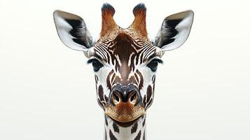 Close-up portrait of a giraffe with unique coat pattern and expressions photo
