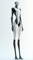 Futuristic humanoid robot concept design with sleek metallic features photo