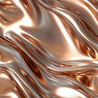 Copper metallic fabric textured background with fluid waves and shiny finish photo