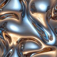 Abstract fluid metallic background texture with blue and gold colors photo