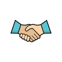 Two hands shaking in a handshake. Suitable for business, partnership, agreement, teamwork, collaboration, contract, greeting, deal, negotiation, success themes vector