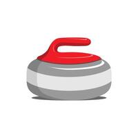 Gray curling stone with a red handle illustration vector
