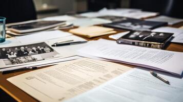 tble documents on a table photo