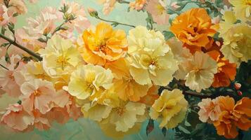 A painting of flowers in a vase photo