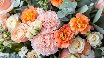 A bouquet of orange and white flowers photo