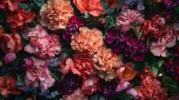 A large group of flowers are arranged in a pattern photo