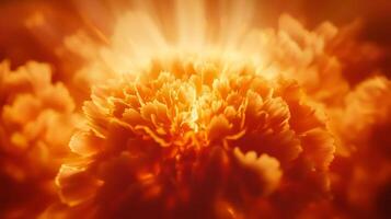 An orange flower with a bright light shining through it photo