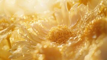 A close up of yellow flowers with water droplets photo