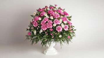 A vase filled with pink and white flowers photo