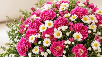 A bouquet of pink and white flowers photo