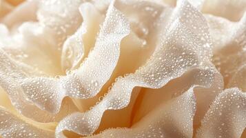 A close up of a white flower with water droplets photo