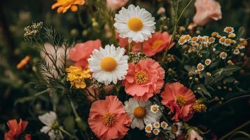 A bouquet of flowers in a field photo