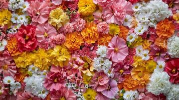 A large flower wall with many different colors photo