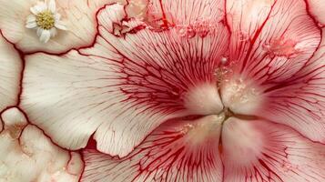A close up of a flower with red and white petals photo