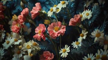 Flowers are shown in a photo of a flower arrangement