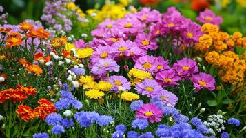 un grande campo de vistoso flores foto