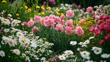 A field of flowers with many different colors photo