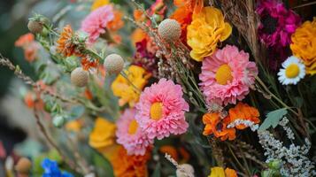 A bunch of flowers are in a vase photo