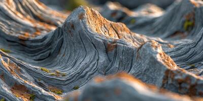 A close up of a tree trunk with moss photo