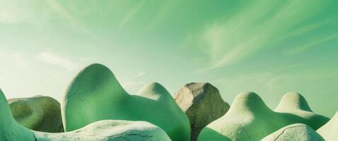 A group of rocks in the desert with a sky background photo
