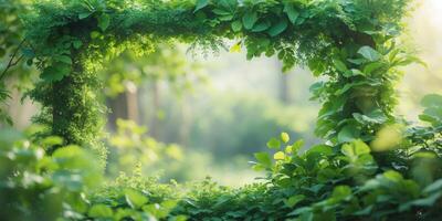 Vibrant Green Foliage Frame Creating a Natural Ambiance for Various Settings photo
