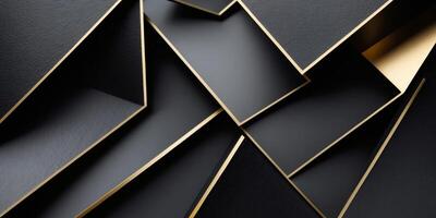Elegant black and gold textured background with overlapping geometric shapes and copy space for text photo