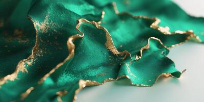 Textured abstract background in deep emerald with gold accents creating a stunning visual composition. photo