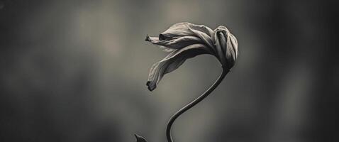 Curved stem flower with a drooping head in a grunge halftone style photo