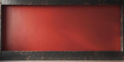 Rich and elegant atmosphere created by a vibrant red background with a dark grunge texture border and soft lighting vignette. photo