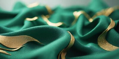 Textured abstract background in deep emerald with gold accents creating a stunning visual composition photo