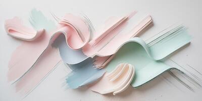 Abstract arrangement of unfinished pencil strokes showcasing soft colors blending together in a creative composition. photo