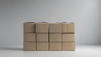 A stack of cardboard boxes in a minimal style. photo