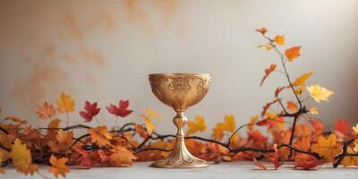 Illuminated Chalice Amidst Autumnal Vines photo