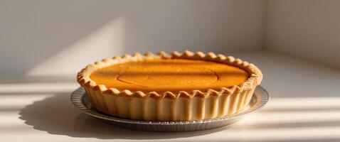 delectable pumpkin pie with a fluted crust and vibrant filling photo