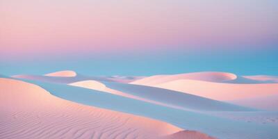 Soothing gradient background transitioning from soft pink to calming blue over gentle sand dunes. photo