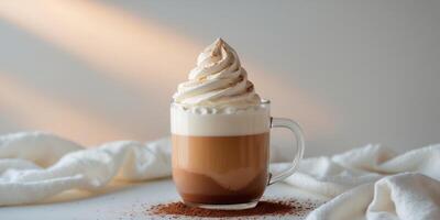 Warm Holiday Beverage with Whipped Cream and Cocoa in a Festive Setting photo