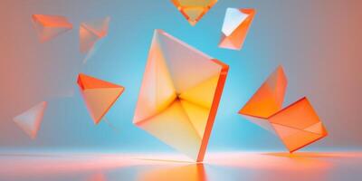 Abstract Image of Translucent Prisms with Orange and Blue Gradient. photo