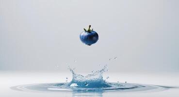Blueberry falling in water splash mockup. photo