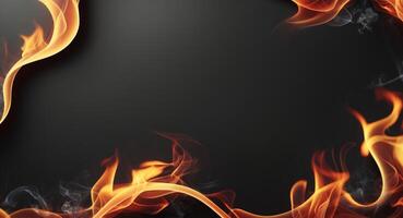 Flames creating a fiery border on a black background. photo